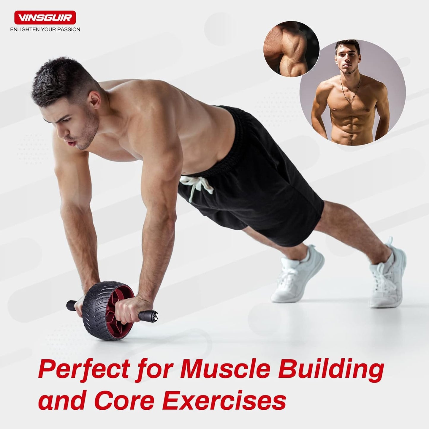 Ultra-Wide Ab Roller Wheel, Abs Workout Equipment for Abdominal & Core Strength Training, Exercise Wheels for Home Gym Fitness, Ab Machine with Knee Pad Accessories