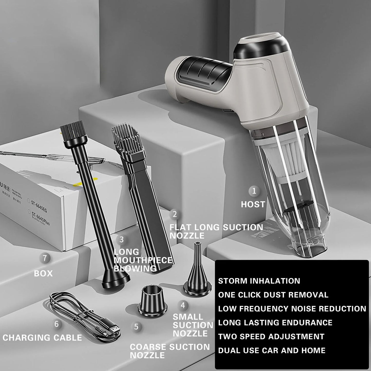 7.4 V Cordless Handheld Vacuum Cleaner - Rechargeable High Power