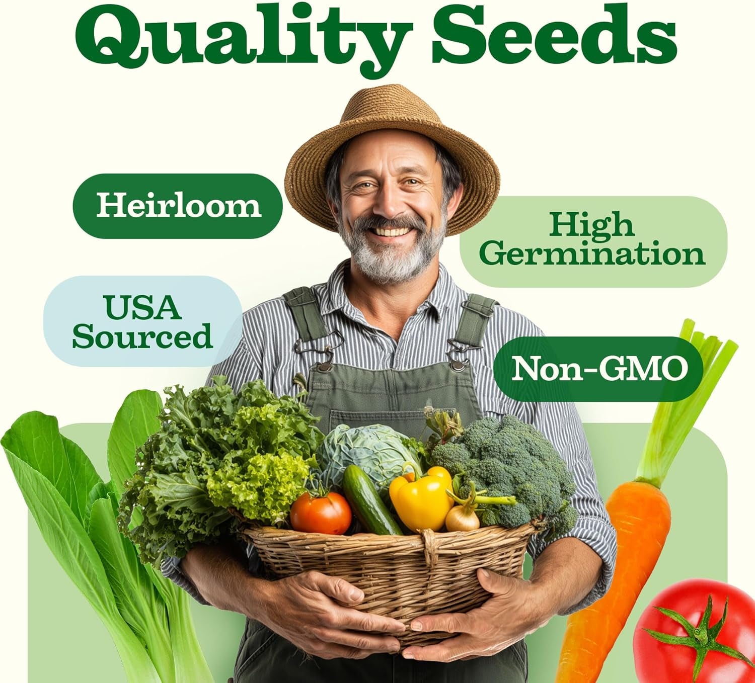 𝗨𝗦𝗔 𝗣𝗥𝗘𝗠𝗜𝗨𝗠 55 Vegetable Seeds Pack 28,000+ Non-Gmo Heirloom Seeds for Planting Vegetables, Survival Seed Vault, Garden Kit for Spring Fall Winter, Gift for Gardeners