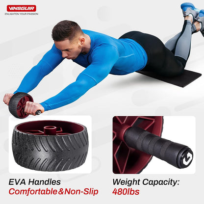 Ultra-Wide Ab Roller Wheel, Abs Workout Equipment for Abdominal & Core Strength Training, Exercise Wheels for Home Gym Fitness, Ab Machine with Knee Pad Accessories