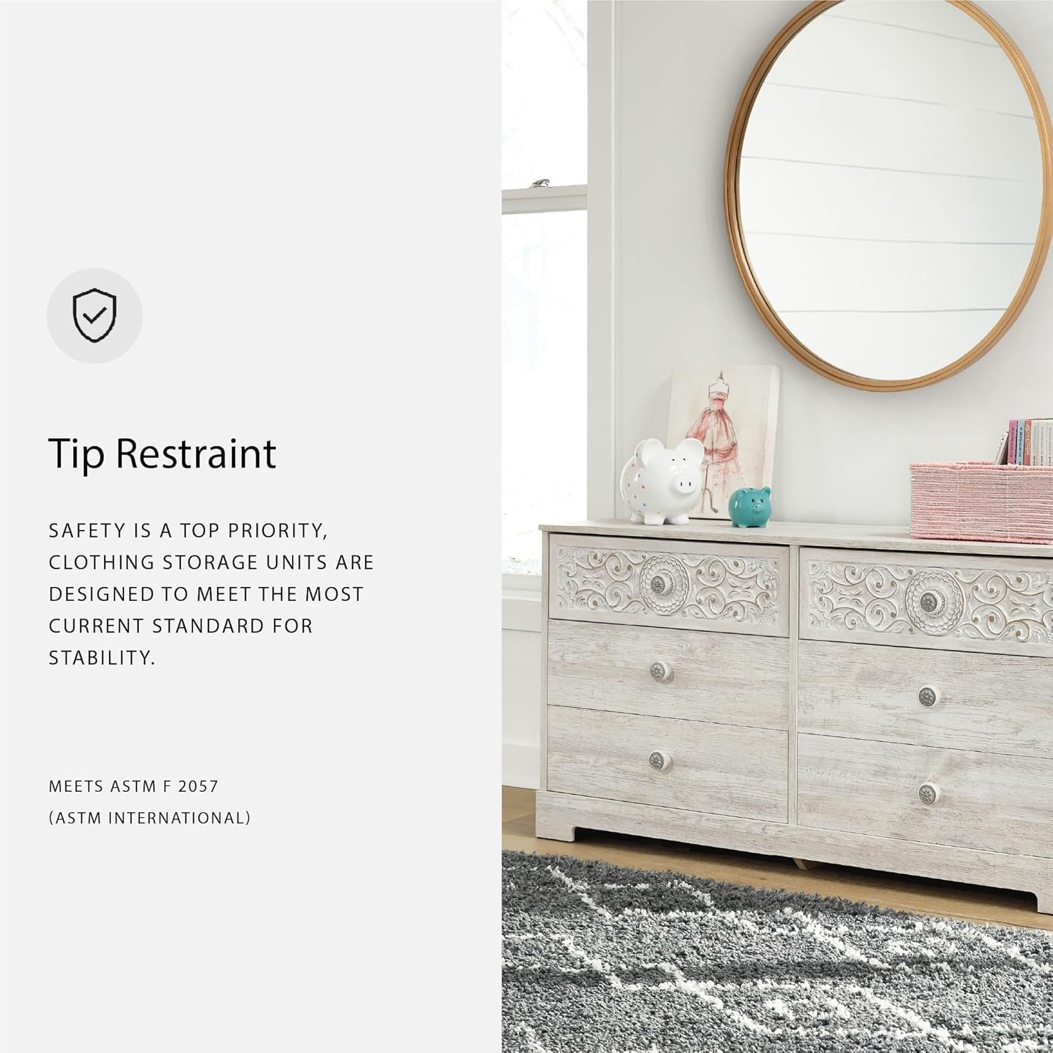 Paxberry Boho Dresser, Whitewash