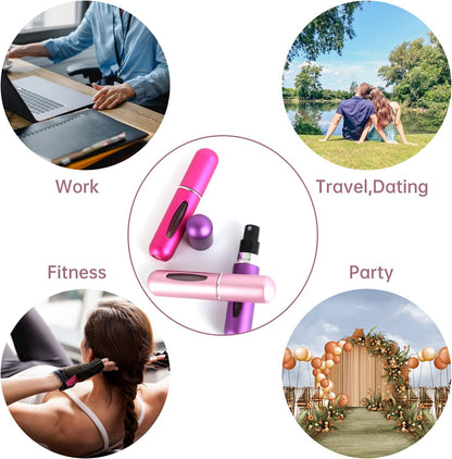 Portable 5Ml Atomizer Bottle, Mini Refillable Perfume Spray, Scent Pump Case, Perfume Atomizer Refillable Travel Pack of 4Pcs