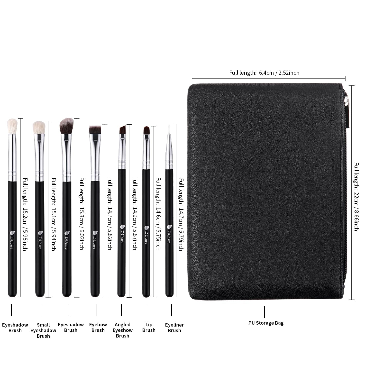 Makeup Brushes with Bag,15Pcs Makeup Brush Set Christmas Gift Travel Kabuki Foundation Blending Blush Eyeliner Shadow Brow Concealer Brushes Kit Black