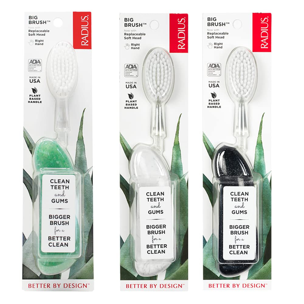 Toothbrush, Original Big Brush with Replaceable Head, Right Handed, Midnight Sky/Marble/Soda Pop, BPA Free & ADA Accepted, Pack of 3