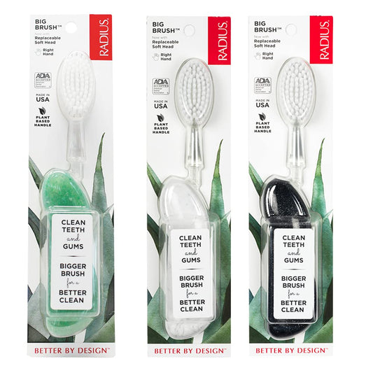Toothbrush, Original Big Brush with Replaceable Head, Right Handed, Midnight Sky/Marble/Soda Pop, BPA Free & ADA Accepted, Pack of 3