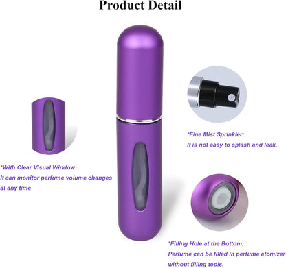 Portable 5Ml Atomizer Bottle, Mini Refillable Perfume Spray, Scent Pump Case, Perfume Atomizer Refillable Travel Pack of 4Pcs