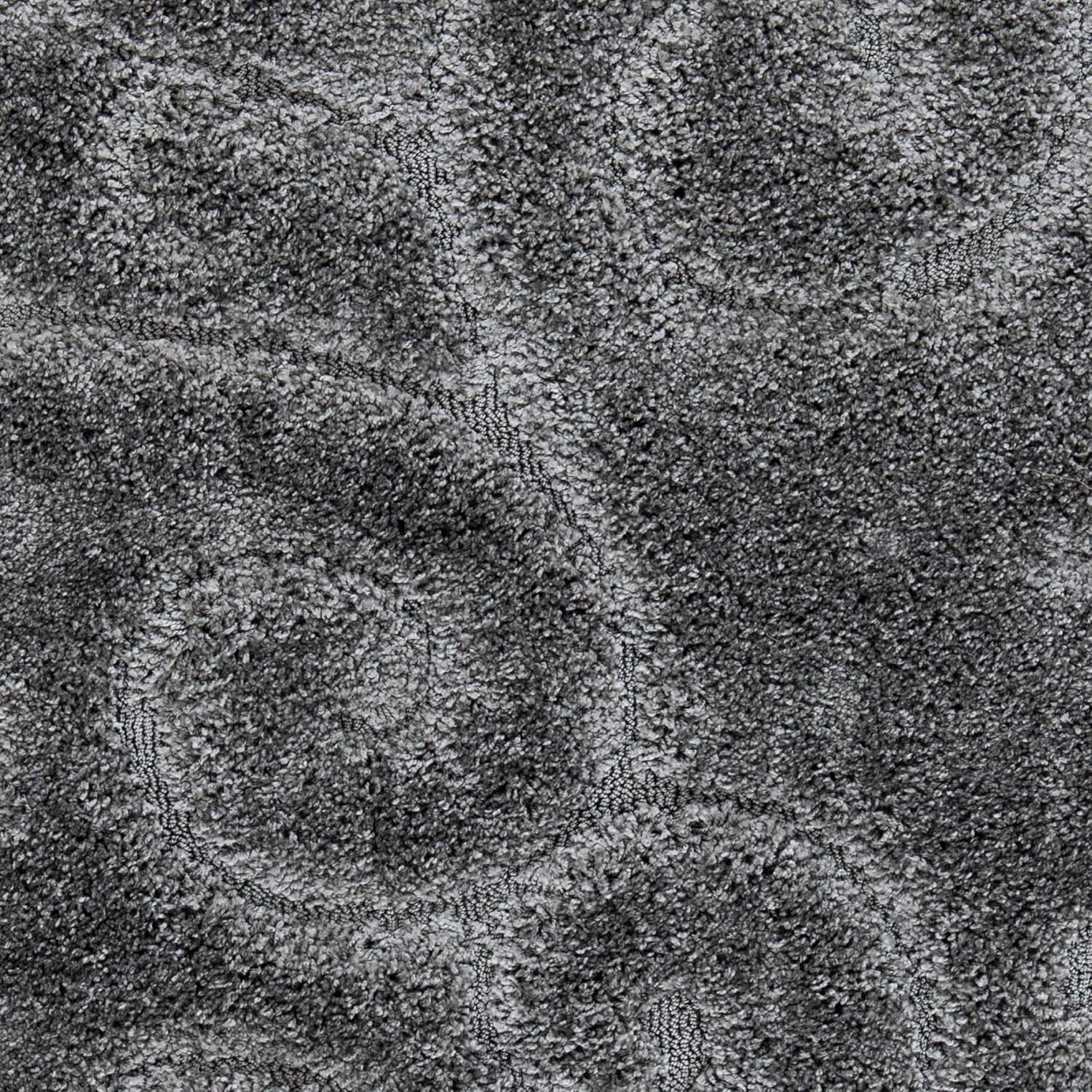 Florida Shag Collection Area Rug - 6'7" Square, Grey, Scroll Design, Non-Shedding & Easy Care, 1.2-Inch Thick Ideal for High Traffic Areas in Living Room, Bedroom (SG455-8013)