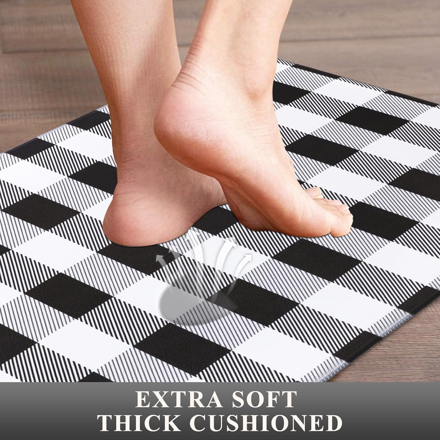 anti Fatigue Kitchen Mat Set of 2, Farmhouse Kitchen Rugs Non Skid Washable, Cushioned Kitchen Mats for Floor, Waterproof Memory Foam Kitchen Floor Mats, Standing Desk Mat Kitchen Runner Carpet