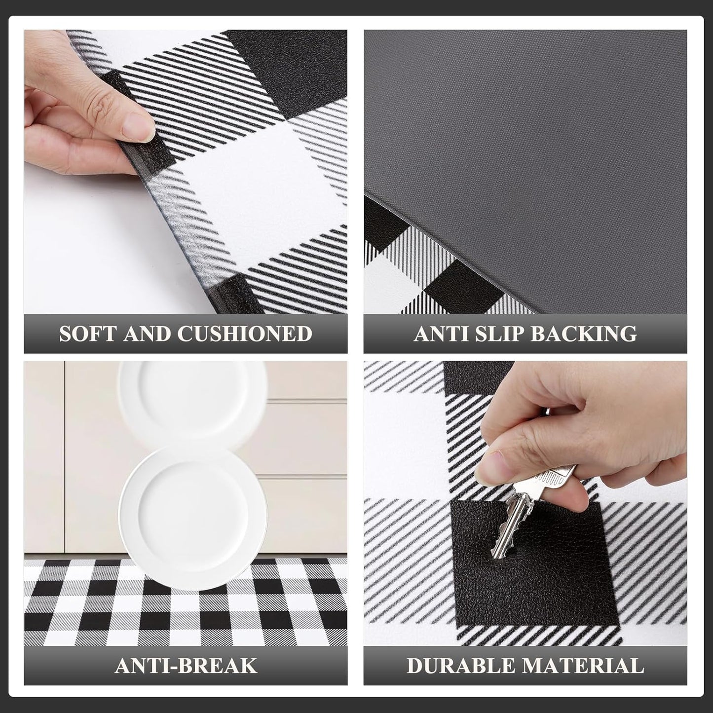 anti Fatigue Kitchen Mat Set of 2, Farmhouse Kitchen Rugs Non Skid Washable, Cushioned Kitchen Mats for Floor, Waterproof Memory Foam Kitchen Floor Mats, Standing Desk Mat Kitchen Runner Carpet