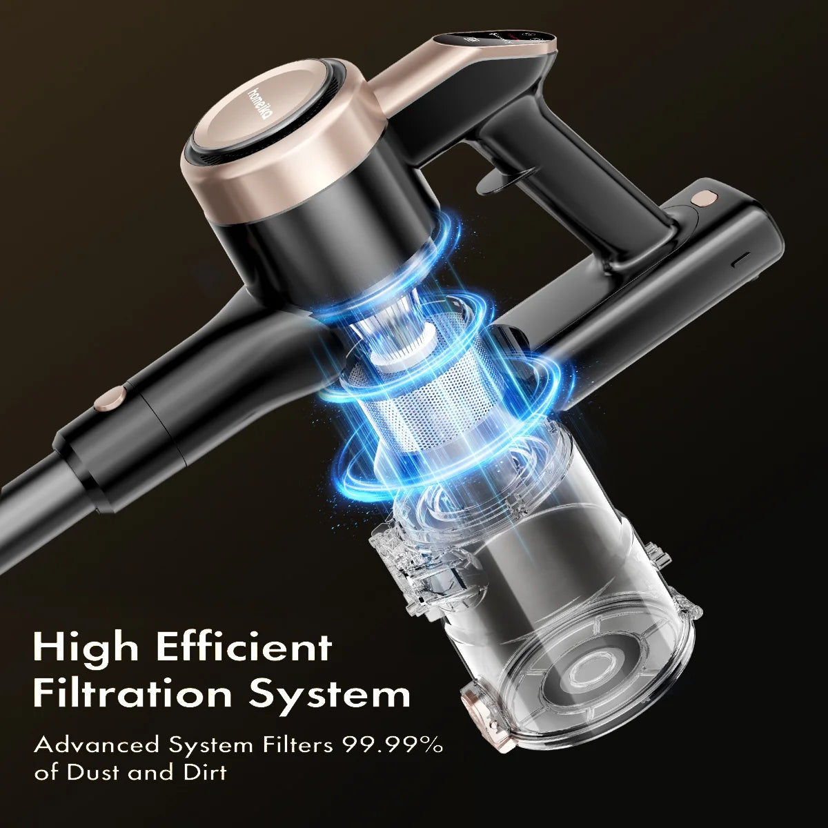 Cordless Vacuum Cleaner, 300W 23Kpa Powerful Suction Vacuum with LED Display, 3 Suction, 48Mins Runtime, Lightweight Stick Cleaner with Sofa Brush for Hard Floor/Carpet/Pet Hair/Car, Black