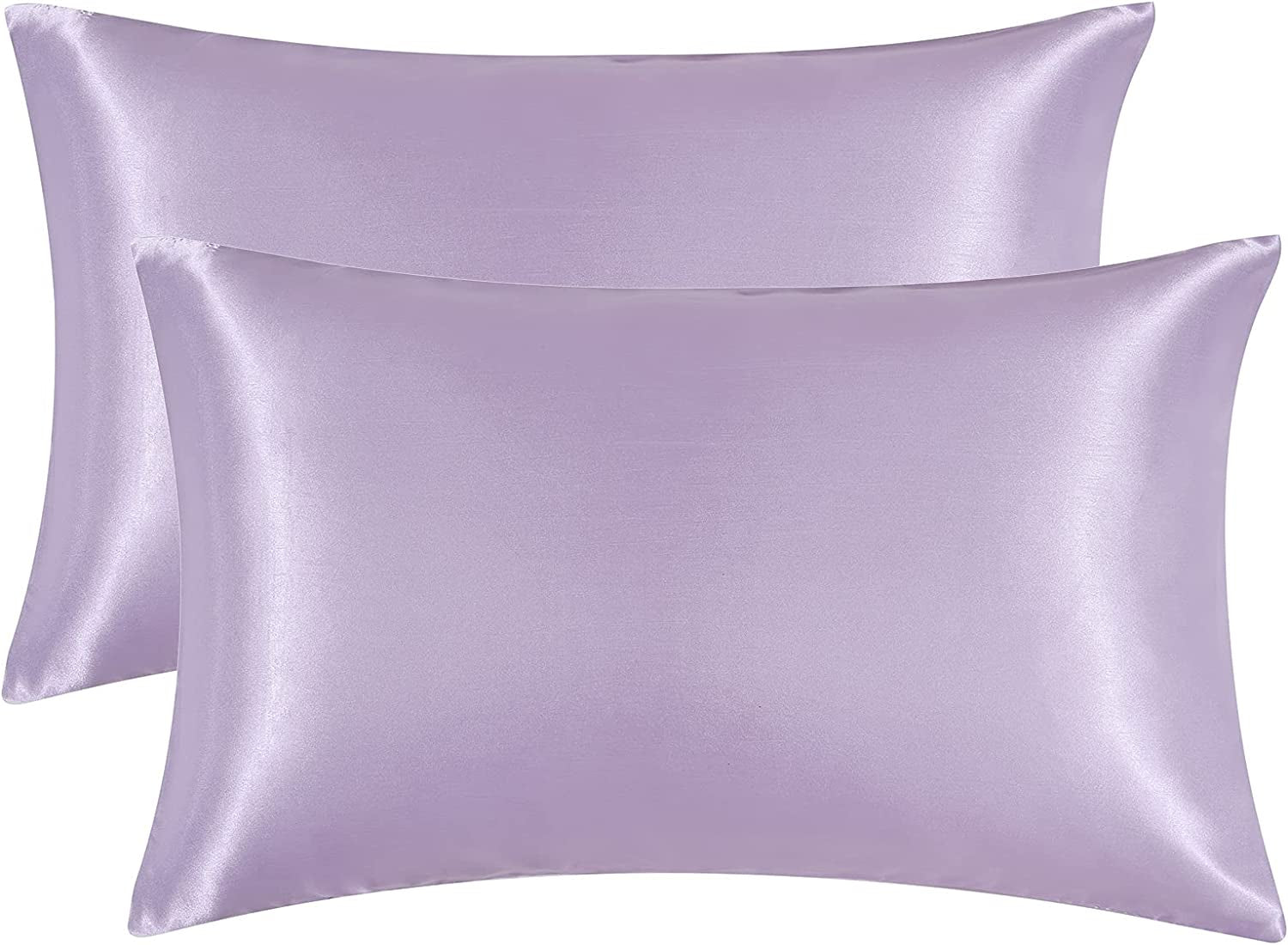 Satin Pillowcase Queen Set of 2, Soft Pillowcases for Hair and Skin Similar to Silk, Lavender Pillow Cases 2 Pack with Envelope Closure, 20X30 Inches